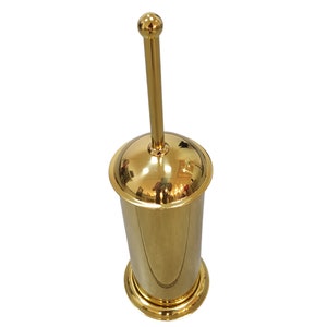 Scopino per WC con Supporto Autoportante-Ottone-Finitura in Ottone Anticato Lucidato Oro-DFN-Spazzolone WC-Set da Bagno-Spedizione Gratuita