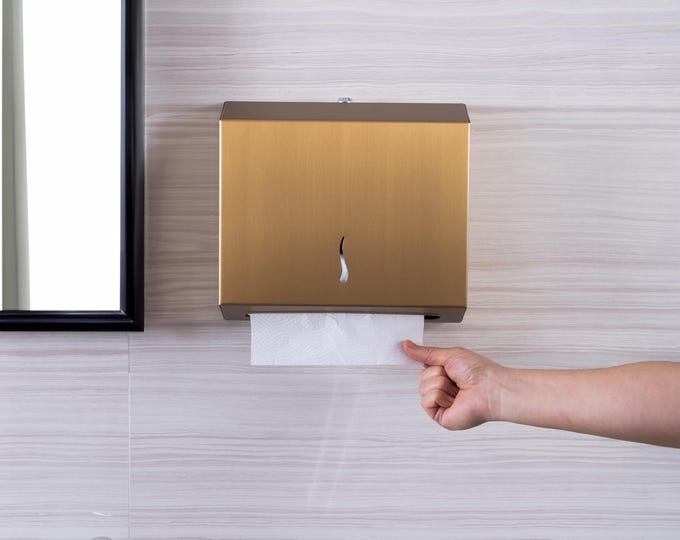 Featured listing image: Towel Holder for Commercial GOLD Elegant Unique Wall Mounted Z-Fold Paper Towels Multifold dispenser, Z fold Dispenser