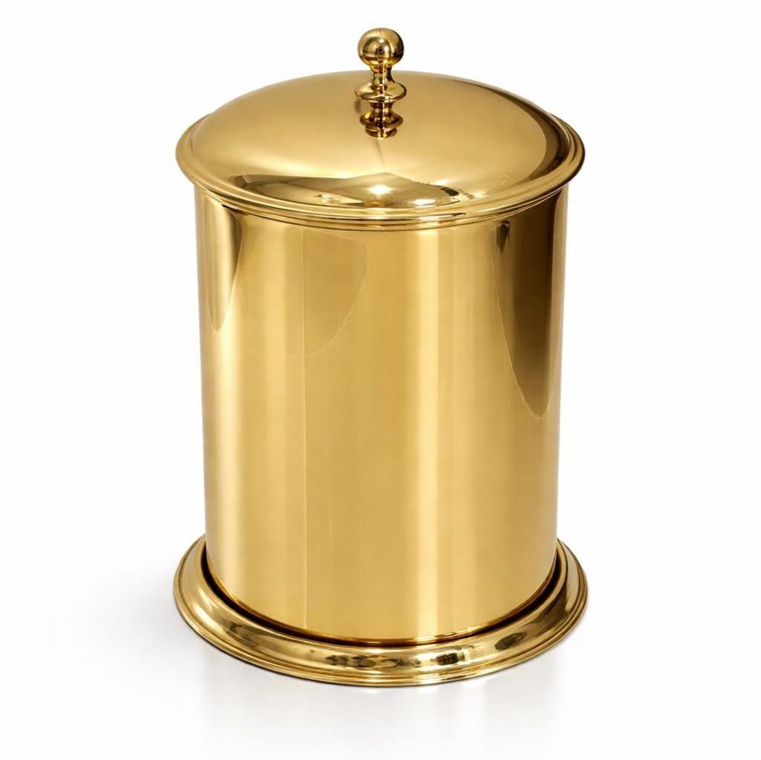 Gold Polished Stainless Steel Waste Bin – Luxury Bathroom Trash