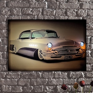 LED Illuminated Canvas Art Timeless Elegance: 1955 Vintage Car LED Canvas Art,1955 Beauty,Classic Car, Car wall canvas print