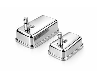 Chrome Polished Stainless Steel Wall Mounted Soap Dispenser – 500ml-1000ml Manual Push Button – Luxury Bathroom & Kitchen