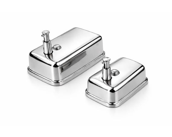 Chrome Polished Stainless Steel Wall Mounted Soap Dispenser – 500ml-1000ml Manual Push Button – Luxury Bathroom & Kitchen