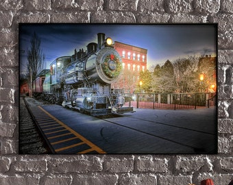 LED Illuminated Canvas Art Steam Locomotive No. 410 Christmas Train LED Canvas Art,Christmas Train Street LED Light Up Canvas Print Art