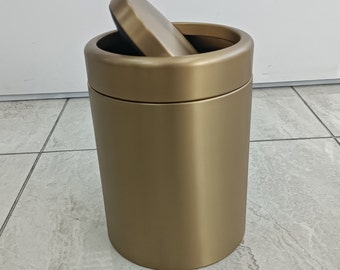 Swing Lid Waste Bin GOLD BRUSHED Luxury Stainless Steel, Waste Receptacle,Abfalleimer mit Schwingdeckel,Poubelle à couvercle basculant