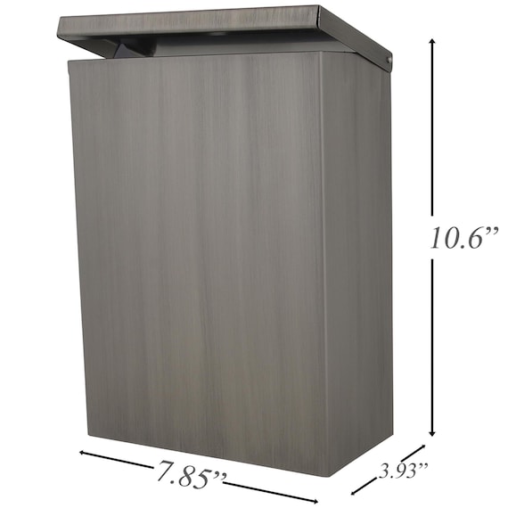 Antique Steel Wall-Mounted Trash Bin: Space-Saving Bathroom Sanitary Receptacle