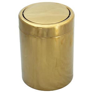 Papelera de pared dorada pulida, ahorra espacio, ideal para la higiene y la eliminación de toallas sanitarias, ideal para cocina, baño y garaje.