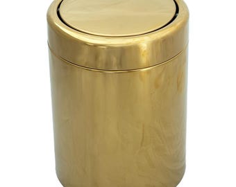 Wall-Mounted Waste Bin GOLD POLISHED, Space-Saving Hygiene Receptacle Sanitary Napkin Disposal Multi-Purpose for Kitchen Bathroom Garage Bin