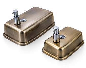 Antique Gold Soap Dispenser | Wall Mounted Liquid Container | Luxury Commercial & Hotel Restroom Hygiene