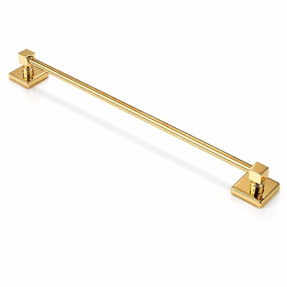 Gold Polished Stainless Steel Towel Bar, Wall Mounted Bathroom Towel Holder SUS304, Square Mount Luxury Modern Hotel Towel Rail
