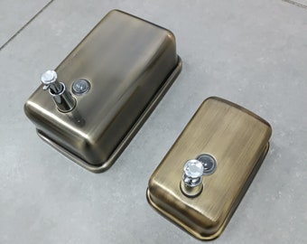 GOLD ANTIQUE Commercial Soap Dispenser for Public Restrooms, Luxury Elegant Stainless Steel Wall Mounted, Distributeur de savon mural