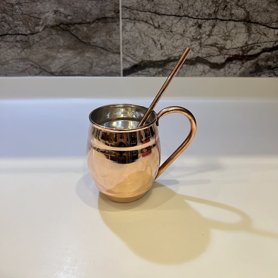Handcrafted Copper Moscow Mule Mug with Copper Straw
