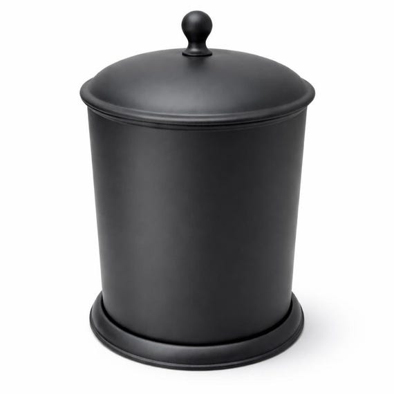 Black Stainless Steel Waste Bin – Luxury Bathroom Trash Can with Lid and Removable Inner Bucket – Modern Hotel & Home Decor