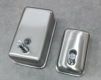 CHROME BRUSHED Commercial Soap Dispenser for Public Restrooms, Luxury Elegant Stainless Steel Wall Mounted, Distributeur de savon mural