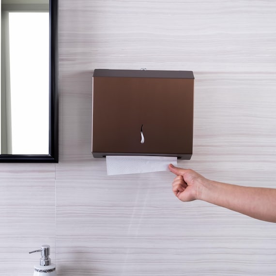 Rose Gold Stainless Steel Paper Towel Dispenser – Wall Mounted Commercial Bathroom Hand Towel Holder – Short / Medium / Long Options