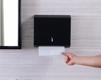 Paper Towel Holder for Commercial BLACK Elegant Unique Wall Mounted Z-Fold Paper Towels Multifold dispenser, Z fold Paper Towel Dispenser