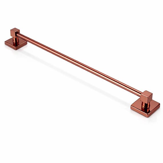 Rose Gold Stainless Steel Towel Bar, Wall Mounted Bathroom Towel Holder SUS304, Square Mount Heavy Duty Modern Bathroom Rail
