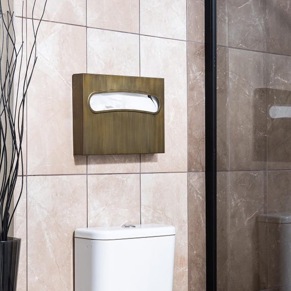 Gold Antique Stainless Steel Toilet Seat Cover Dispenser – Premium Wall-Mounted Commercial & Home Hygienic Holder