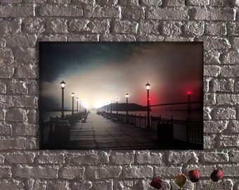 LED Illuminated Canvas Art San Francisco Pier 7 Sunset LED Light Up Canvas Wall Art-Modern Home Decor in Dark Tones,wall art for home decor