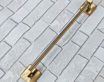 Gold Brushed Stainless Steel Wall-Mounted Towel Bar 12.5'' 16.5'' 20.5'' Square Detail Exclusive Colors Heavy-Duty for Modern Bathrooms