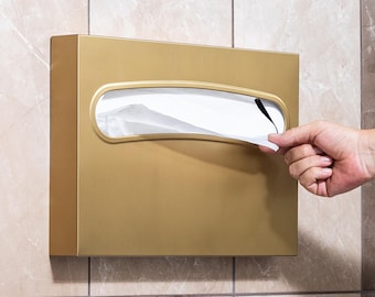 Commercial Sanitary Dispenser Gold Stainless Steel | Toilet Seat Cover Holder Wall Mounted | Restroom Hygiene Box