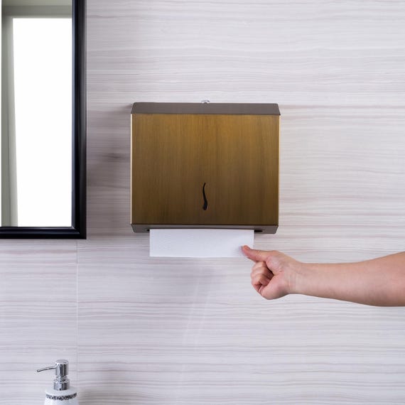 Antique Gold Paper Towel Dispenser | Wall Mounted Z-Fold Holder | Luxury Commercial & Hotel Restroom Use