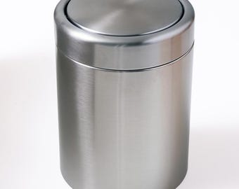 Swing Lid Waste Bin CHROME BRUSHED Luxury Stainless Steel, Waste Receptacle,Abfalleimer mit Schwingdeckel,Poubelle à couvercle basculant