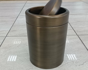 Swing Lid Waste Bin GOLD ANTIQUE Luxury Stainless Steel, Waste Receptacle,Abfalleimer mit Schwingdeckel,Poubelle à couvercle basculant