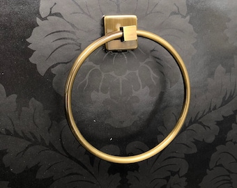 8-inch Square Guest Towel Ring - Wall Mount Bathroom Accessory in Multiple Finishes