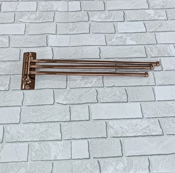 Rose Gold Swivel Towel Rack: Stainless Steel 1-2-3 Arm Space Saver