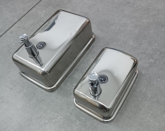 CHROME POLISHED Commercial Soap Dispenser for Public Restrooms, Elegant Luxury Stainless Steel Wall Mounted, Distributeur de savon mural