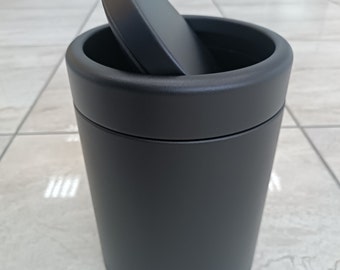 Swing Lid Waste Bin BLACK Luxury Stainless Steel, Waste Receptacle,Abfalleimer mit Schwingdeckel,Poubelle à couvercle basculant