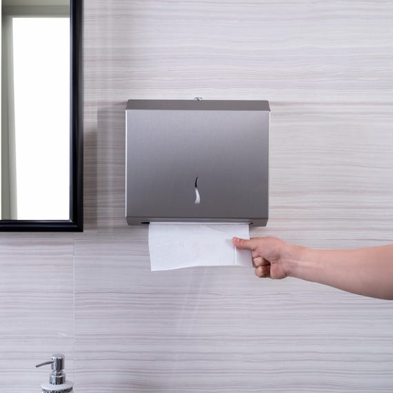 Stainless Steel Paper Towel Dispenser | Wall Mounted Z-Fold Holder | Rust-Proof Commercial & Hotel Restroom Use