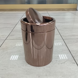 Swing Lid Waste Bin ROSE Luxury Stainless Steel, Waste Receptacle,Abfalleimer mit Schwingdeckel,Poubelle à couvercle basculant