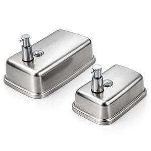 Brushed Stainless Steel Soap Dispenser | Wall Mounted Liquid Container | Commercial & Hotel Restroom Hygiene