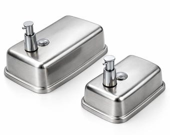 Brushed Stainless Steel Soap Dispenser | Wall Mounted Liquid Container | Commercial & Hotel Restroom Hygiene