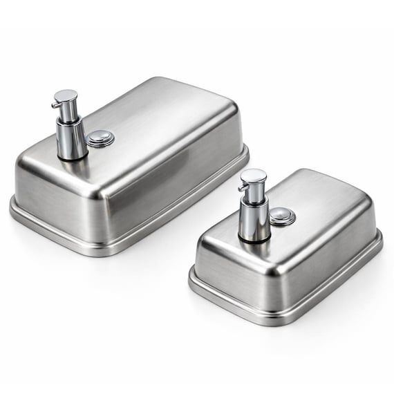 Brushed Stainless Steel Soap Dispenser | Wall Mounted Liquid Container | Commercial & Hotel Restroom Hygiene