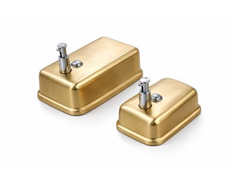 Gold Brushed Stainless Steel Soap Dispenser | Luxury Brushed Wall Mounted Liquid Container | Commercial & Hotel Restroom Hygiene