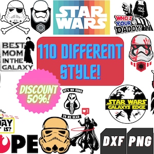 STAR WARS BUNDLE! 110 Different style Svg, Png, Dxf, Darth Vader svg, Darth Maul svg, Stormtrooper, Dark Side, May The Force Be With You