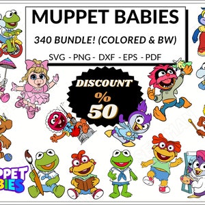 ¡PAQUETE 340! Bebés Muppet, SVG, PNG, DXF, EPS y PDF
