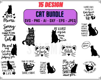 Cat Bundle 90!, 6 Type Svg - Png - Dxf - Jpeg - Ai - Eps, Cat SVG, Kitten SVG, Cat Lover Svg, Cats Svg, Cat Silhouette, Cut File Cricut