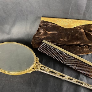 Vintage Handbag, Comb, and Hand Mirror