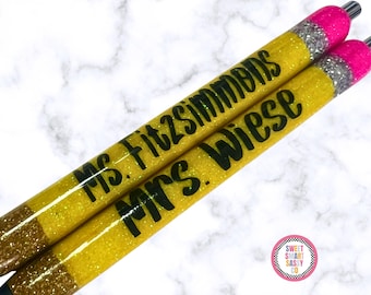 Pencil Glitter Pen//Custom Pen//Teacher//Refillable Pen//Personalized Gift