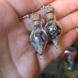 Psychic Spell Jar Earrings Witchcraft Herbal Spells