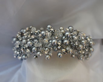 Tiara Silver & Grey / Diadema Platinada