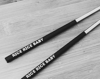 Engraved lefthanded chopsticks - chopsticks signed - reusable, stainless steel, custom made, gift sushi lovers, funny chopsticks for lefties