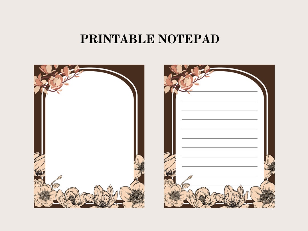 Printable Notepad Template Digital Download Floral Style Pdf File - Etsy