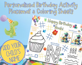 Birthday Activity Placemat | Printable Birthday Activity Mat | Printable Activity Placemat | Birthday Coloring Pages