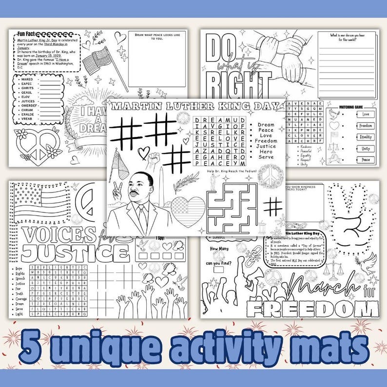 Martin Luther King Jr. Day Activity Placemats |MLK Day Coloring Pages ...