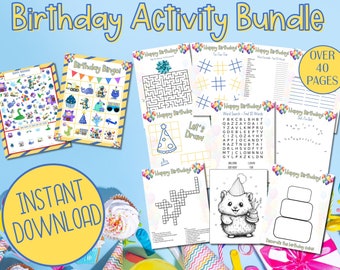 Kid's Birthday Activity Bundle | Printable Games (PDF Download)