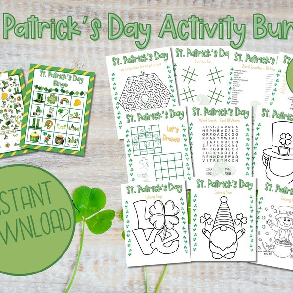 St. Patrick's Day Activity Bundle | Kid's St. Patrick's Day Printable | St. Patrick's Day Download